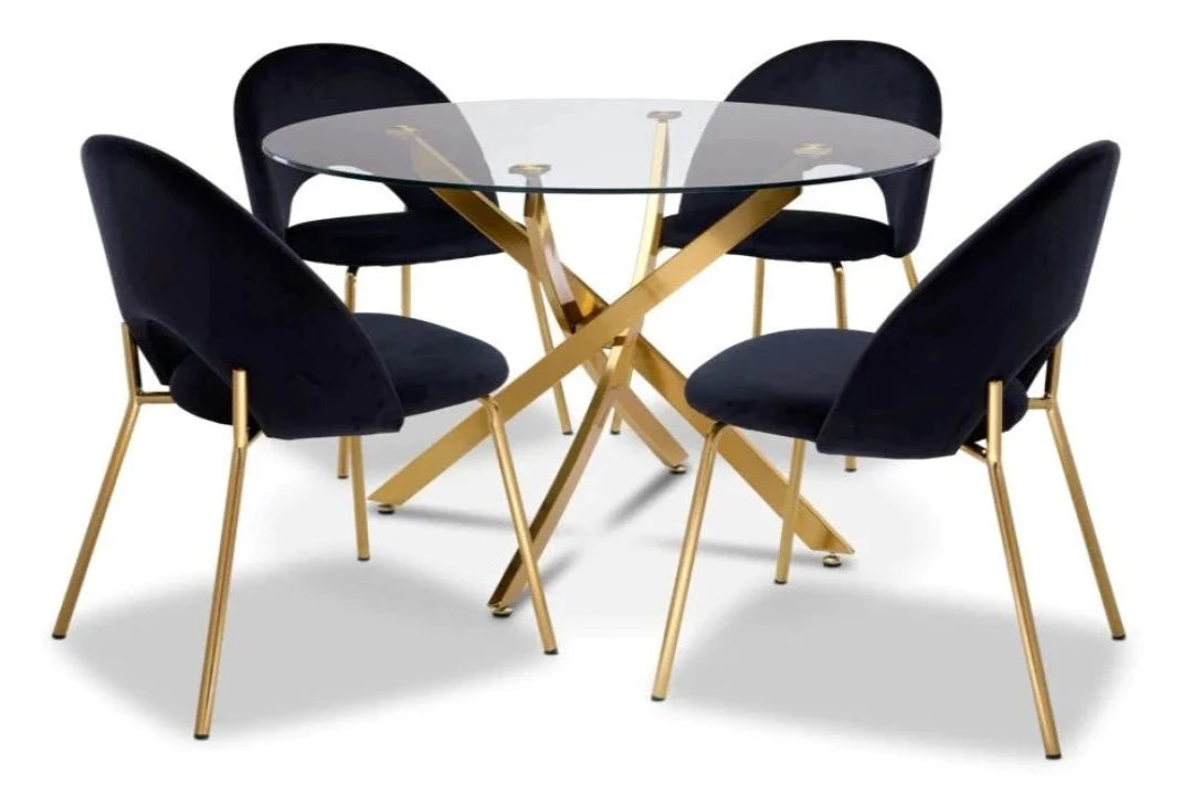 Aurora 5 Piece Round Dining Set - Black - MFD01